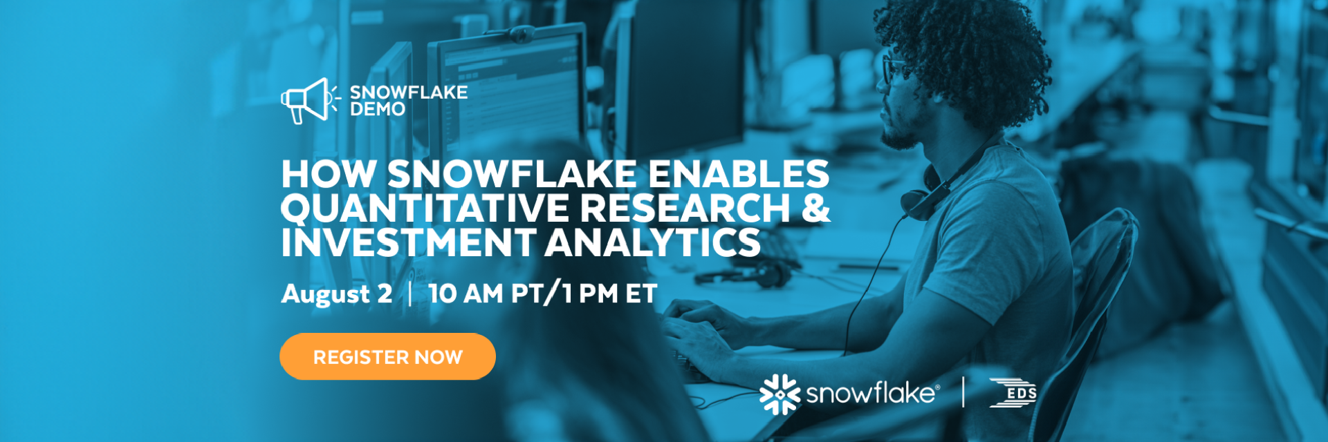 Banner for webinar replay How Snowflake Enables Quantitative Research and Investment Analytics hosted by Equity Data Science.